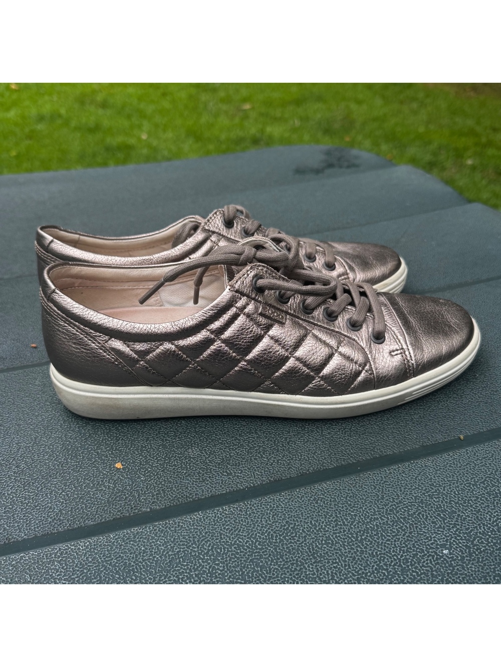 Ecco Women's Soft 7 Quilted Tie Metallic-Size 11
